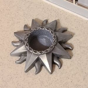 Unique Vintage Silver Sunburst Candle Holder